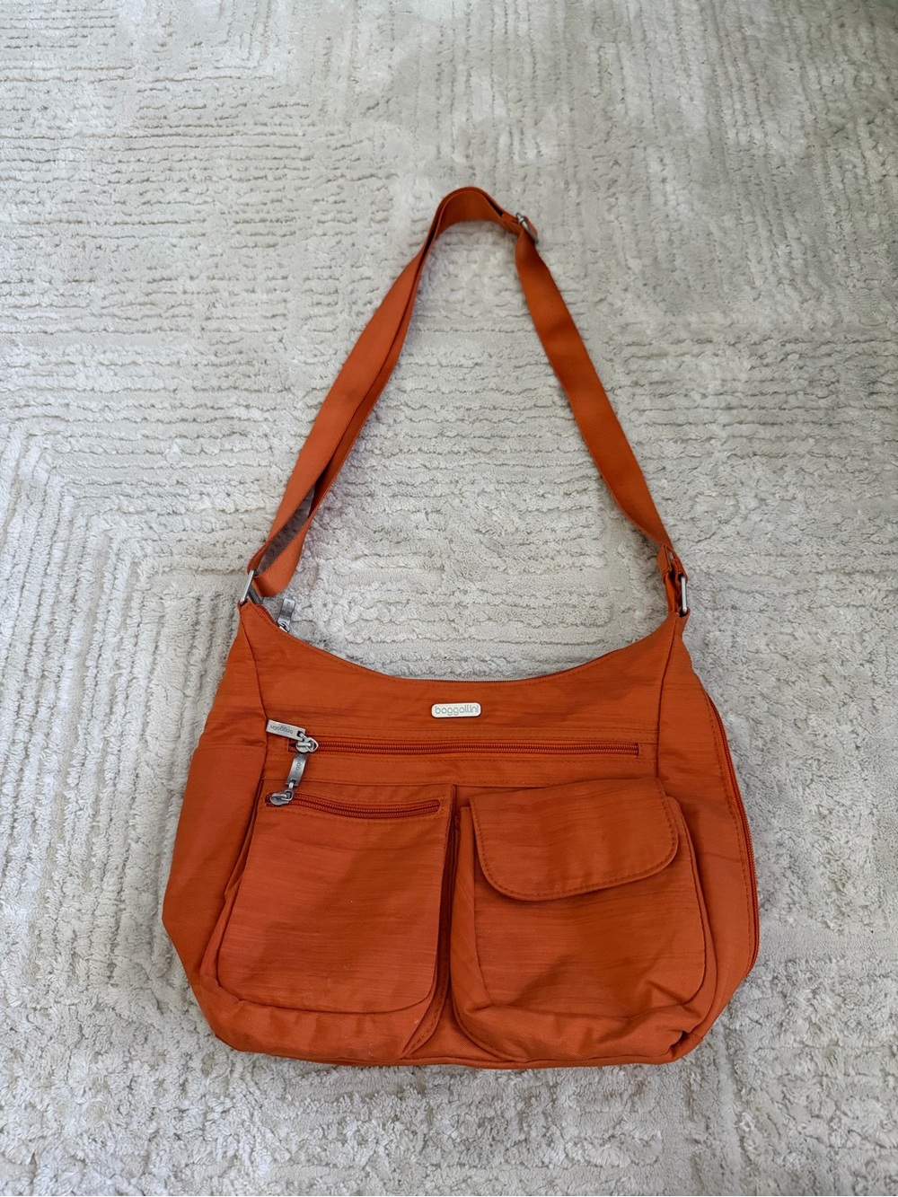 Baggallini Orange Crossbody Shoulder Bag with Front Pockets
